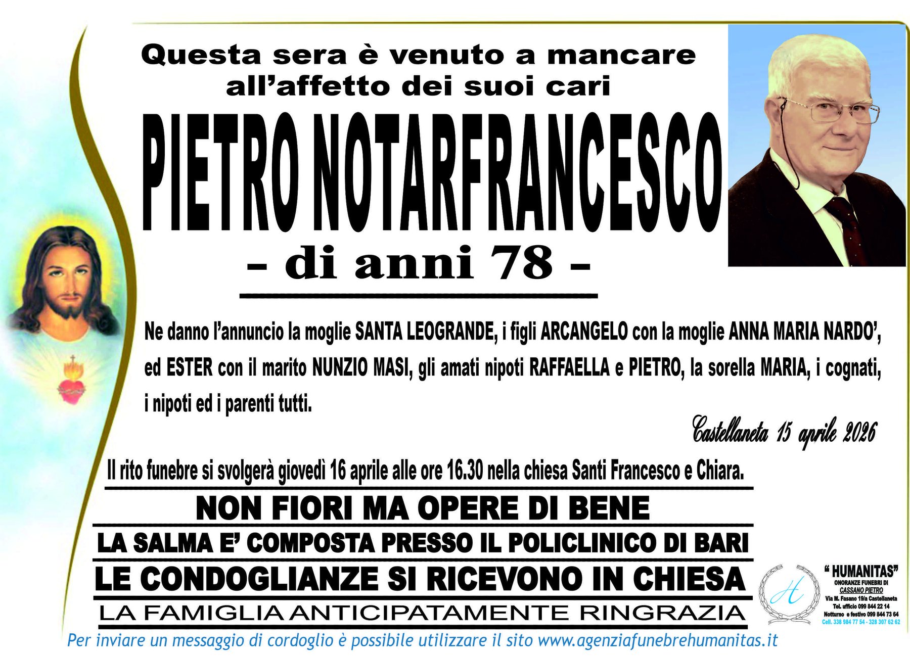 Manifesto funebre di Pietro Notarfrancesco