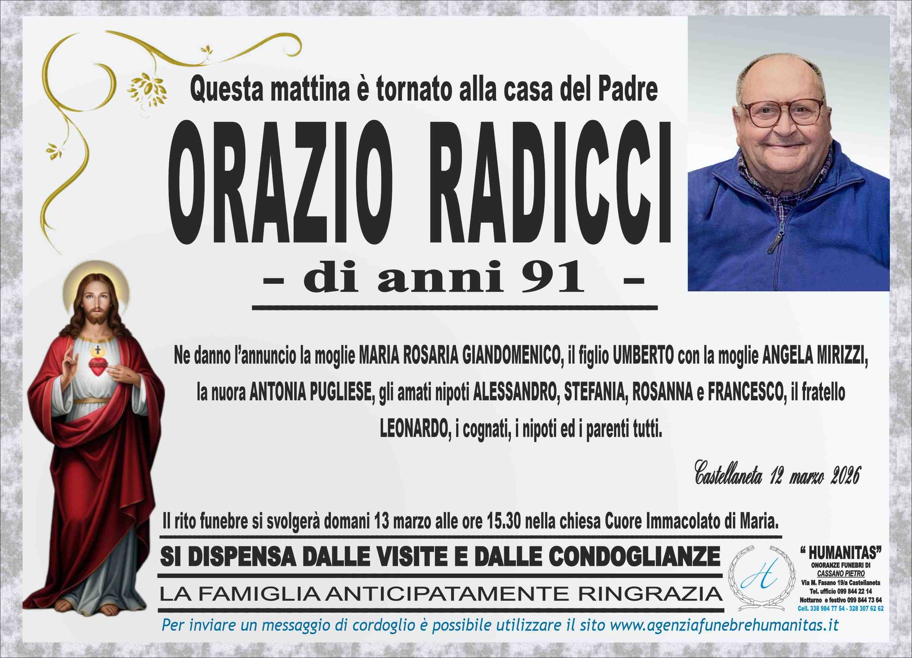 Manifesto funebre di Orazio Radicci