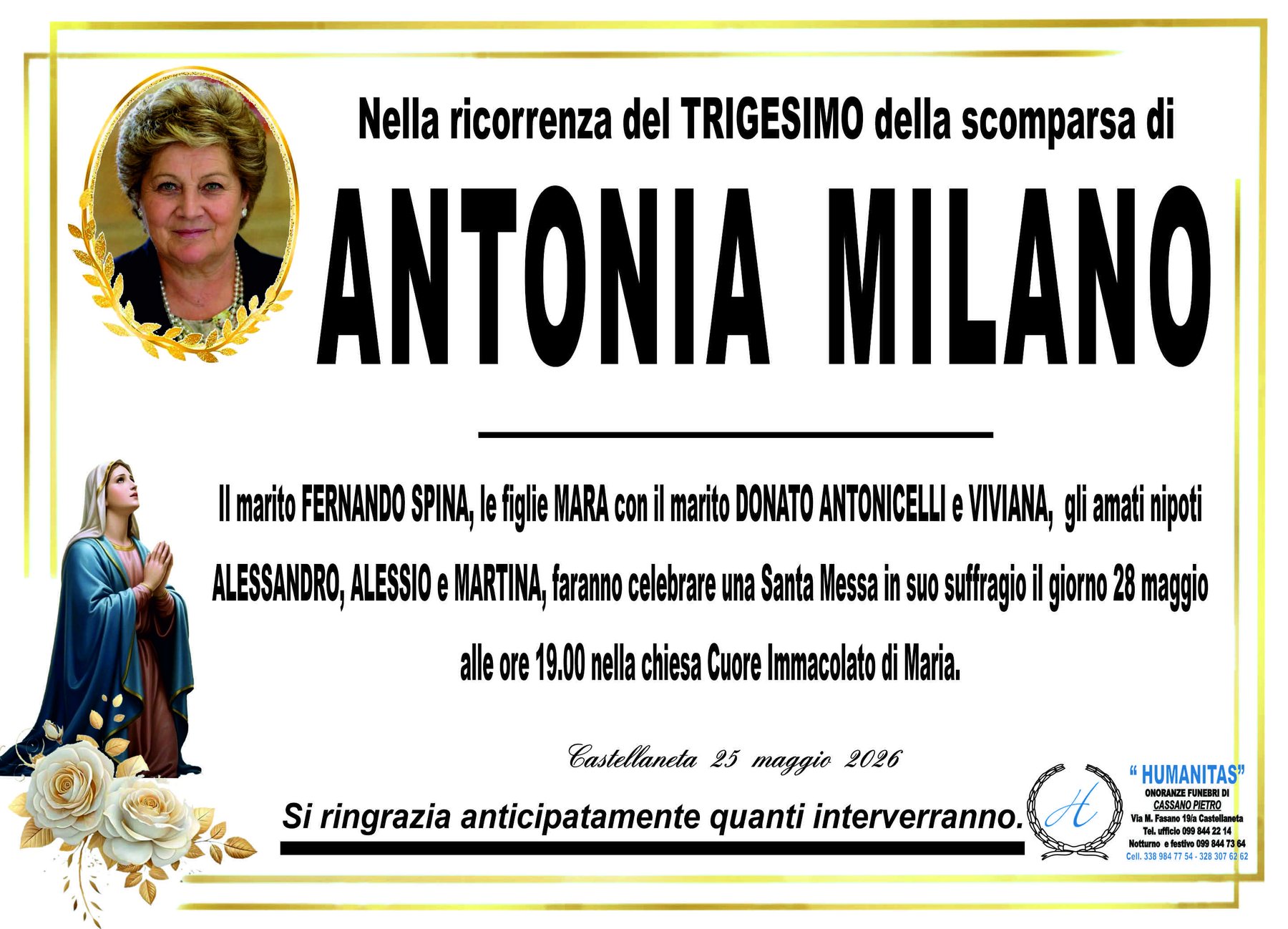 Manifesto di Antonia Milano