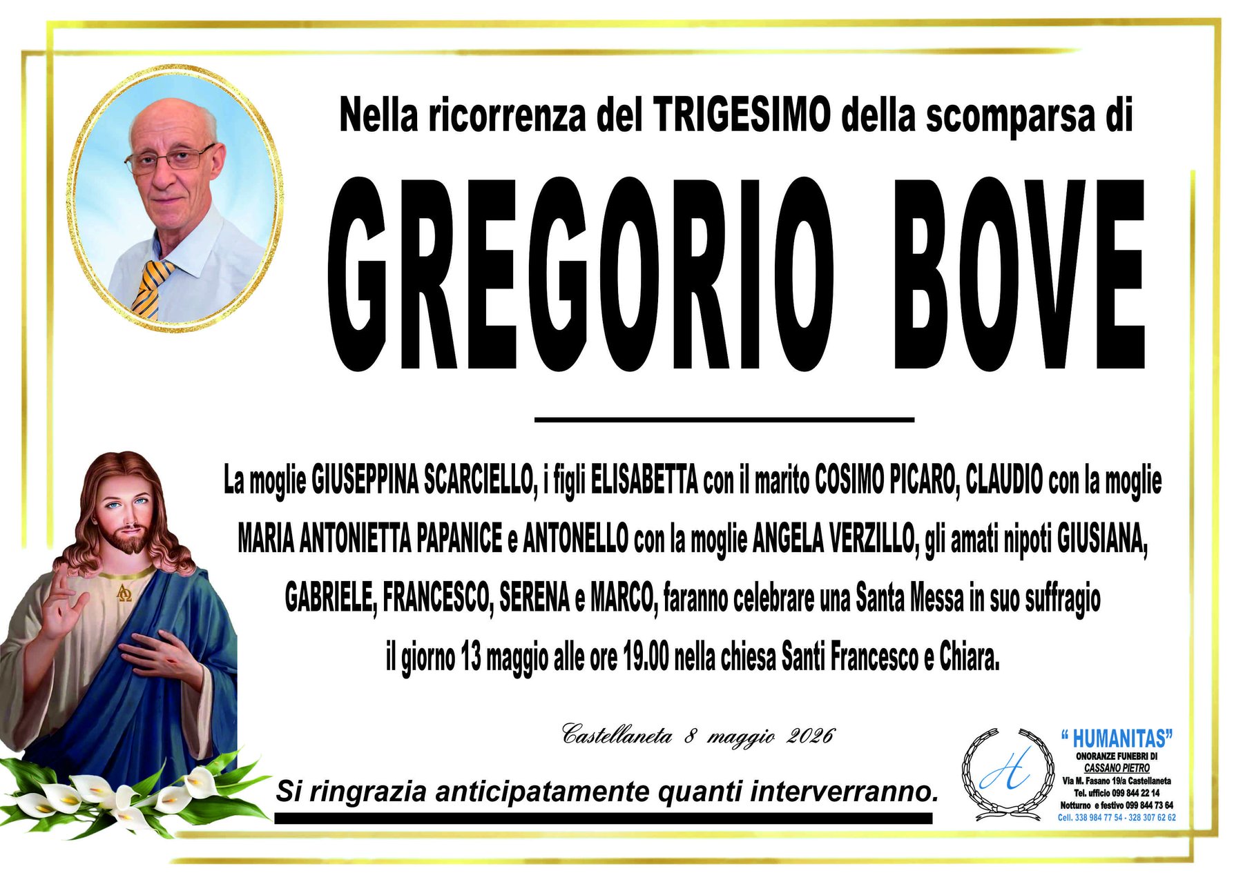 Manifesto di Gregorio Bove