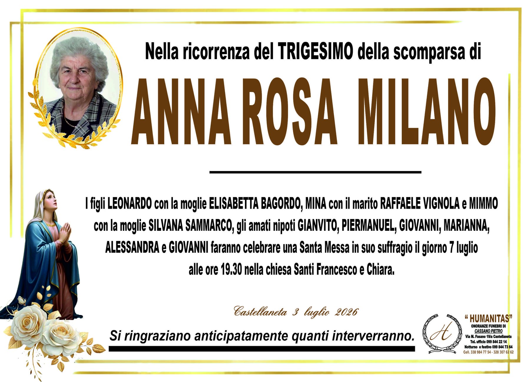 Manifesto di Anna Rosa Milano