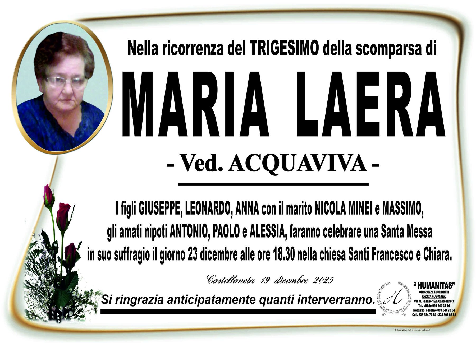 Manifesto di Maria Laera