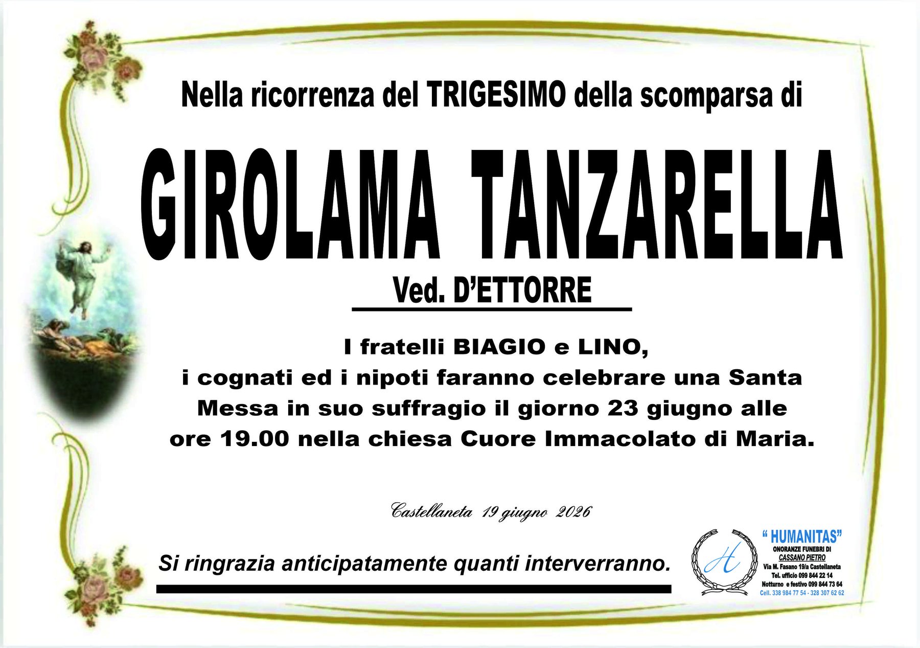 Manifesto di Girolama Tanzarella