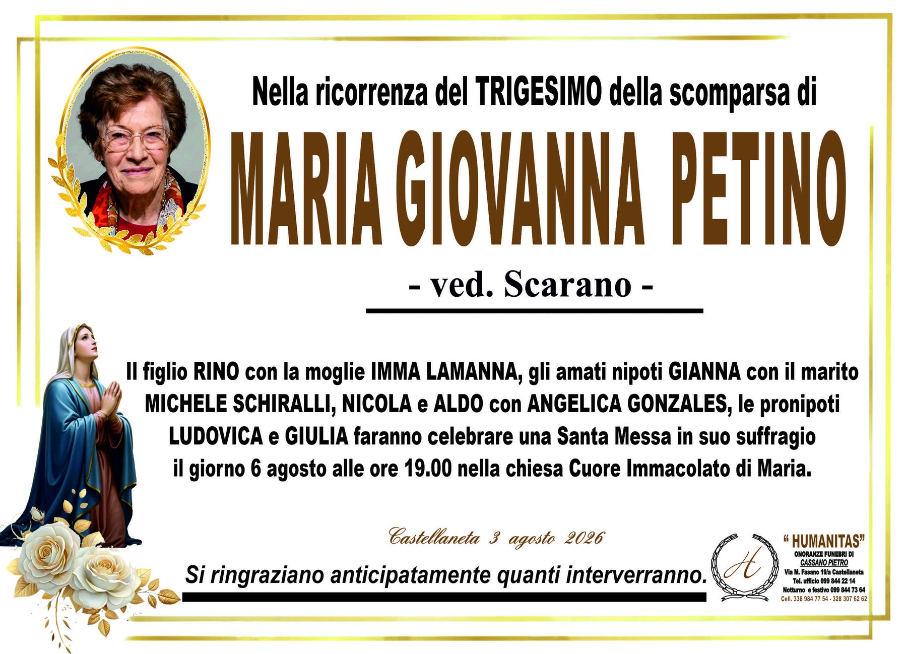 Manifesto di Maria Giovanna Petino