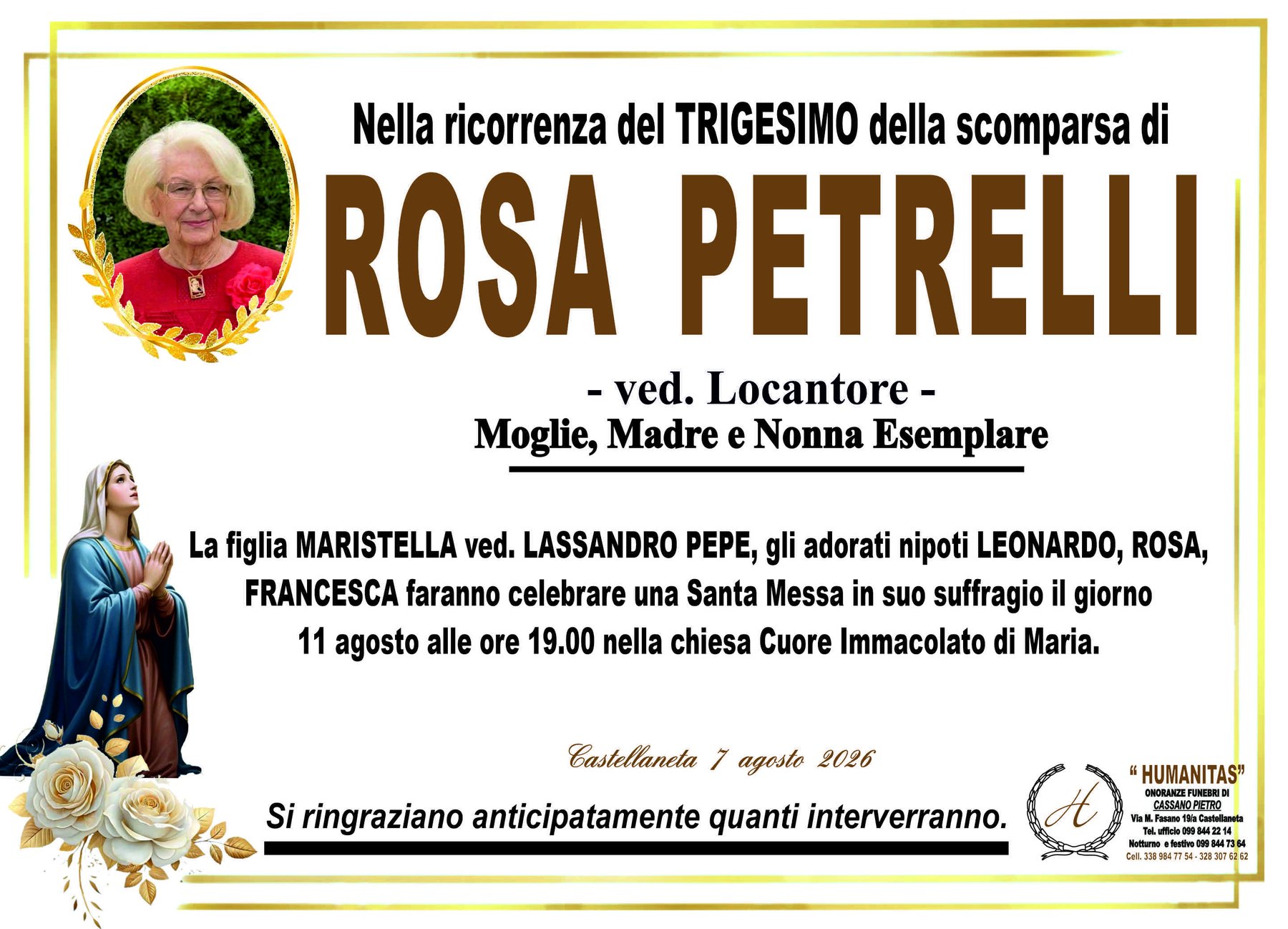 Manifesto di Rosa Petrelli